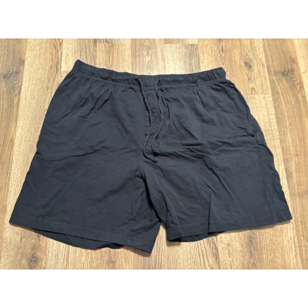 Hanes Knit Shorts Mens Size XL Black Cotton Lounge Sleepwear Drawstring